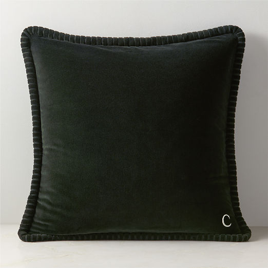 Brye Dark Green Velvet Throw Pillow Cover 26"x26"