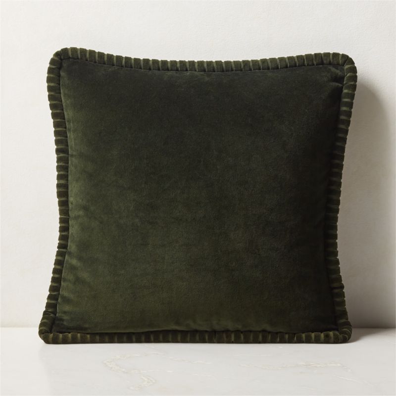 Brye Dark Green Velvet Throw Pillow with Down Alternative Insert 20 Reviews CB2 Canada