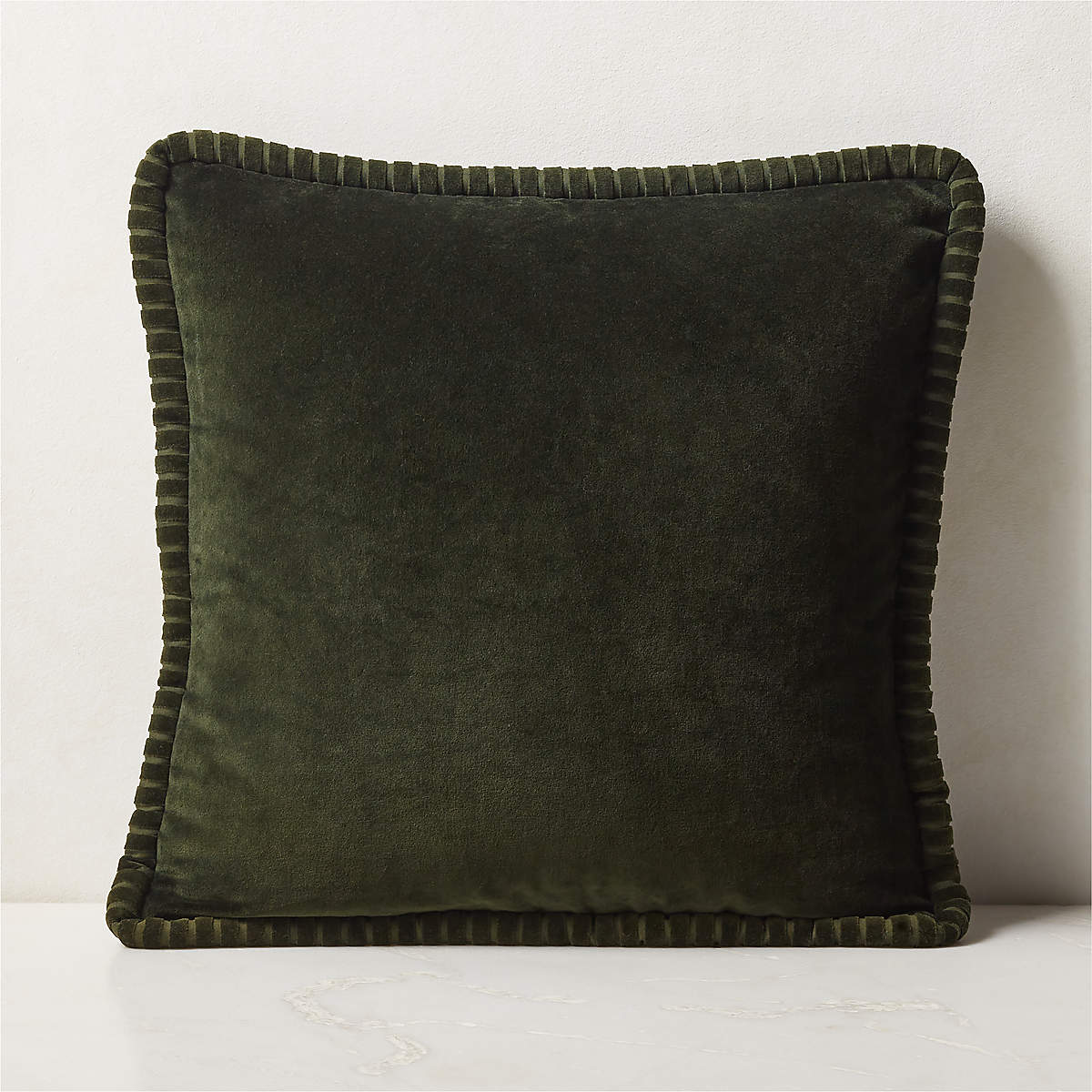 Brye Dark Green Velvet Modern Throw Pillow with DownAlternative Insert