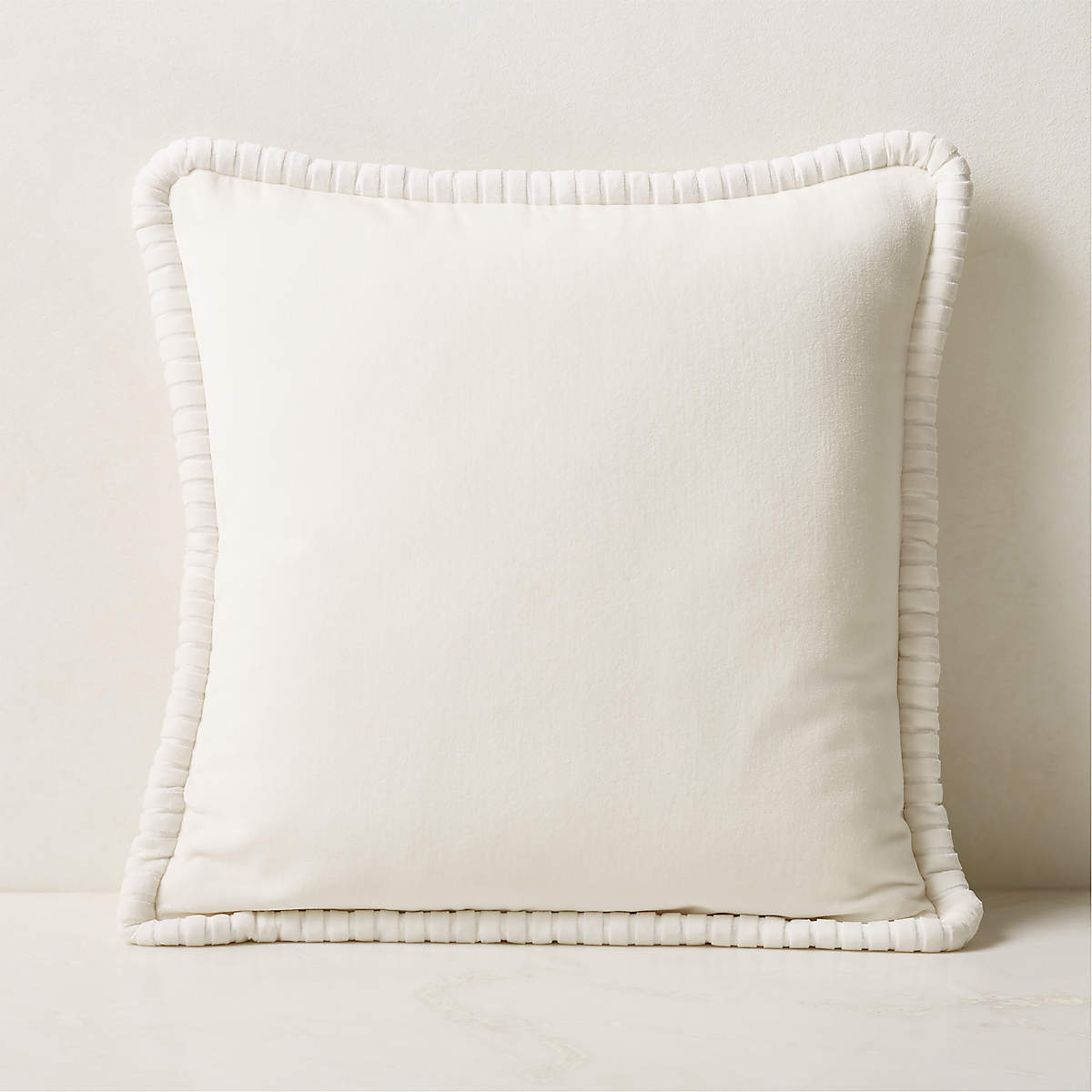 Brye White Velvet Modern Throw Pillow with DownAlternative Insert 20'' CB2
