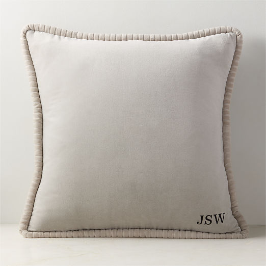 Brye Grey Velvet Throw Pillow Cover 26"x26"