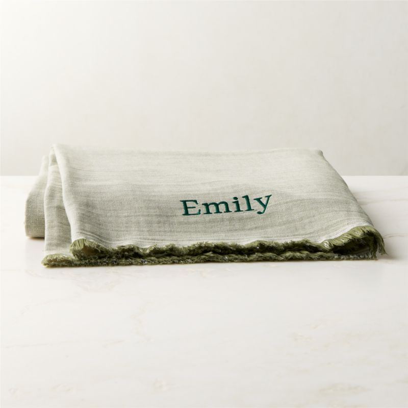 Bryn Olive Green Organic Cotton and Linen Throw Blanket - image 1 of 5