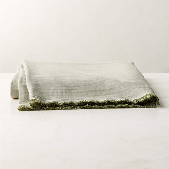 Bryn Olive Green Organic Cotton and Linen Throw Blanket