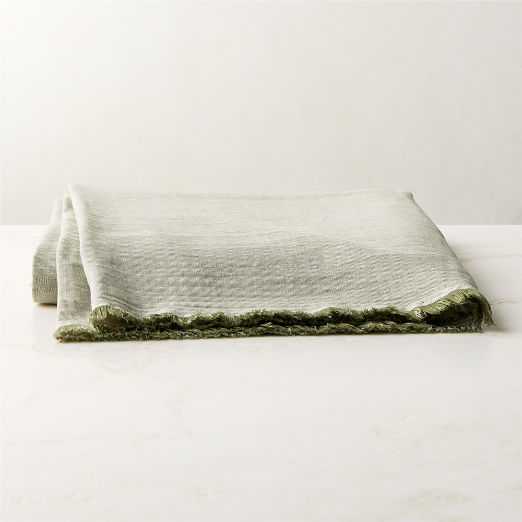 Bryn Olive Green Organic Cotton and Linen Throw Blanket