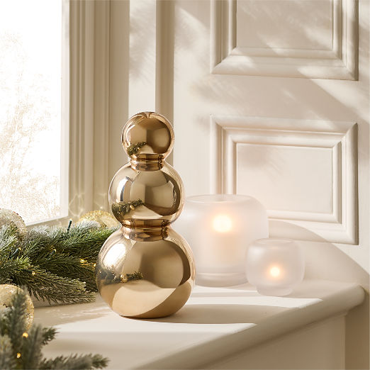 Bronze Handblown Glass Holiday Snowman 6"