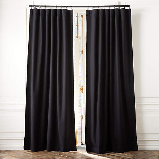 Basketweave Black Blackout Window Curtain Panel 48"x120''