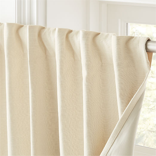 Basketweave Natural Tan Cotton Blackout Window Curtain Panel 48"x108"