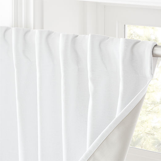 Basketweave White Cotton Blackout Window Curtain Panel