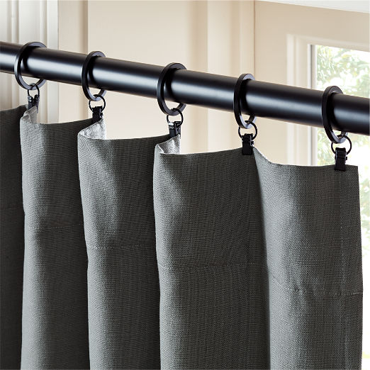 Basketweave Charcoal Grey Cotton Blackout Window Curtain Panel