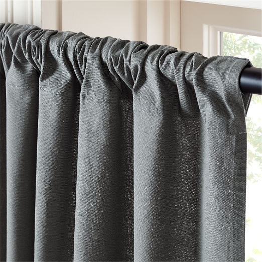 Basketweave Charcoal Grey Cotton Window Curtain Panel 48"x84"