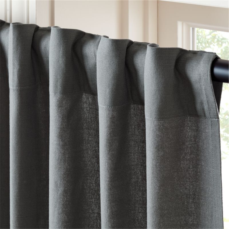 Basketweave Charcoal Grey Cotton Window Curtain Panel 48"x120" - image 3 of 5