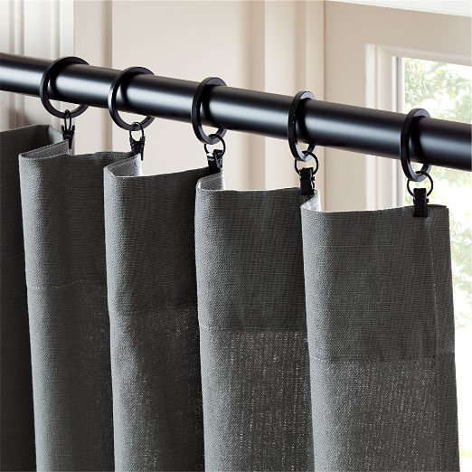 Basketweave Charcoal Grey Cotton Window Curtain Panel 48"x84"