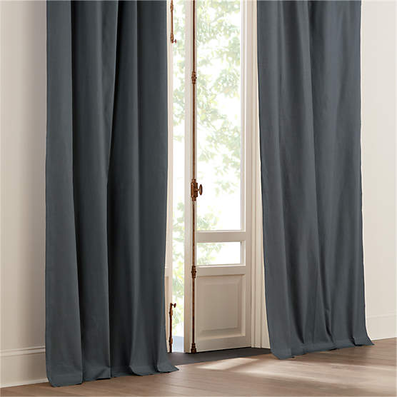 Basketweave Charcoal Grey Cotton Window Curtain Panel 48"x120"