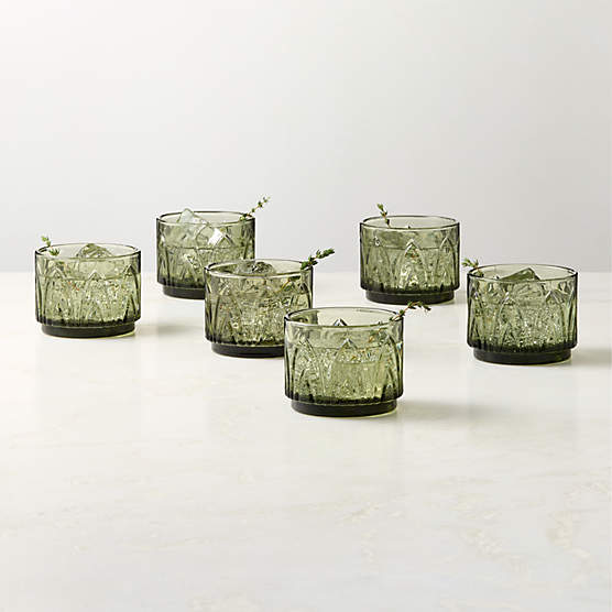 Buchanan Green Stacking Double Old-Fashioned Glasses Set of 6