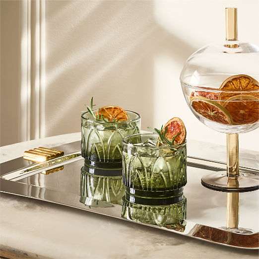 Buchanan Green Stacking Double Old-Fashioned Glasses Set of 6