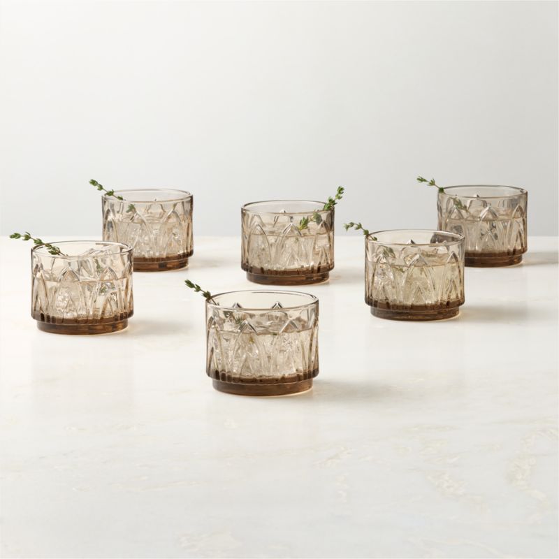 View Buchanan Smoked Stacking Double Old-Fashioned Glasses Set of 6 details