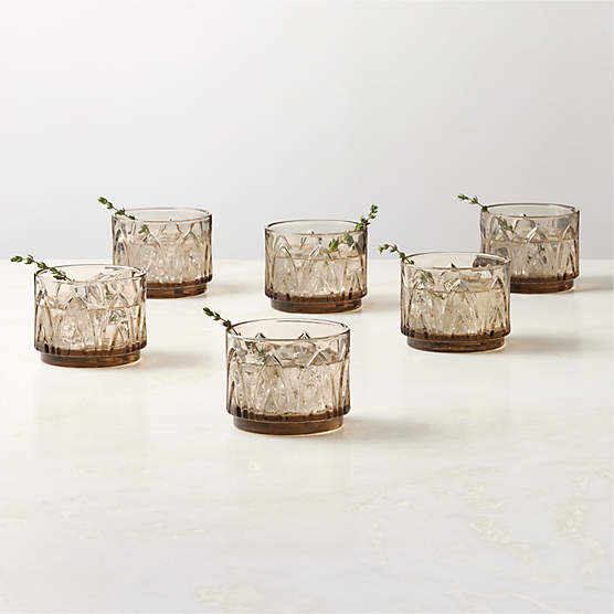 Buchanan Smoked Stacking Double Old-Fashioned Glasses Set of 6