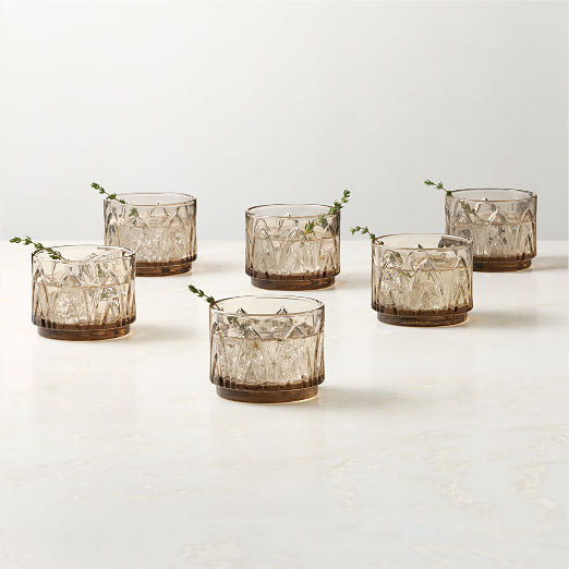 Buchanan Smoked Stacking Double Old-Fashioned Glasses Set of 6