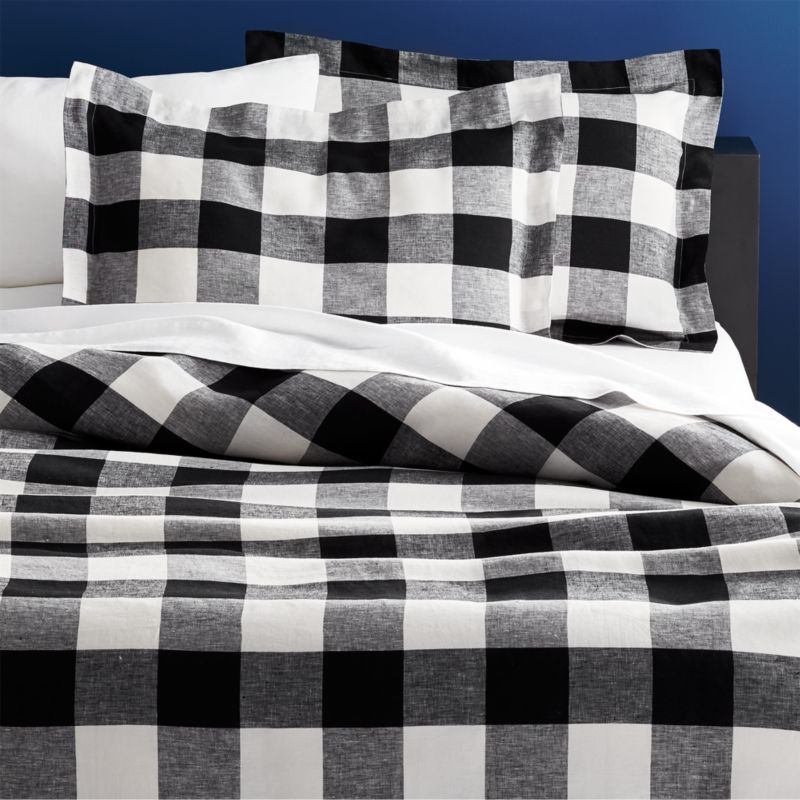 Buffalo Plaid Linen Duvet Cover Cb2