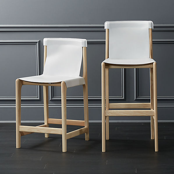 Burano White Leather Sling Bar Stools Burano White Leather Sling Bar Stools