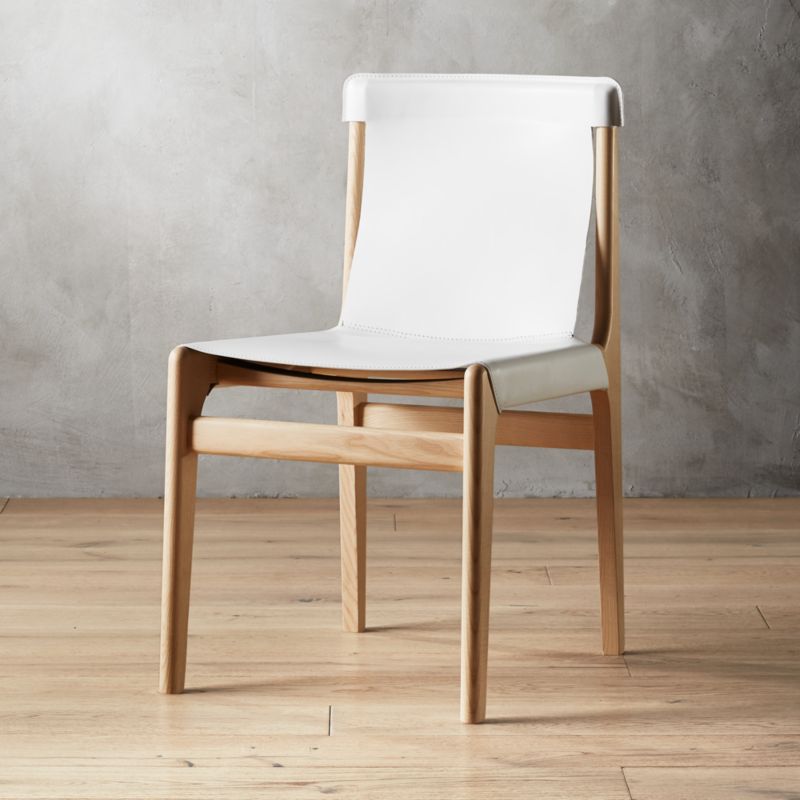 Burano White Leather Sling Chair + Reviews | CB2