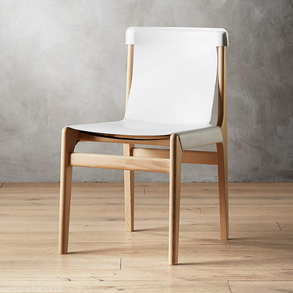 Burano White Leather Sling Chair, Dining Chairs White Leather