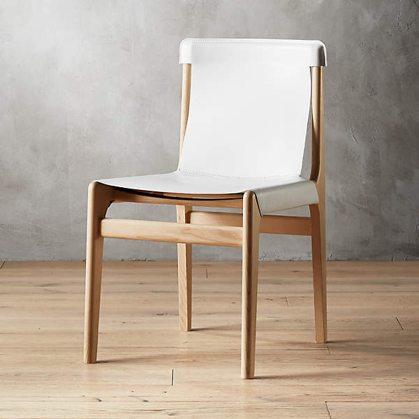 Burano White Leather Sling Chair, White Leather Chair