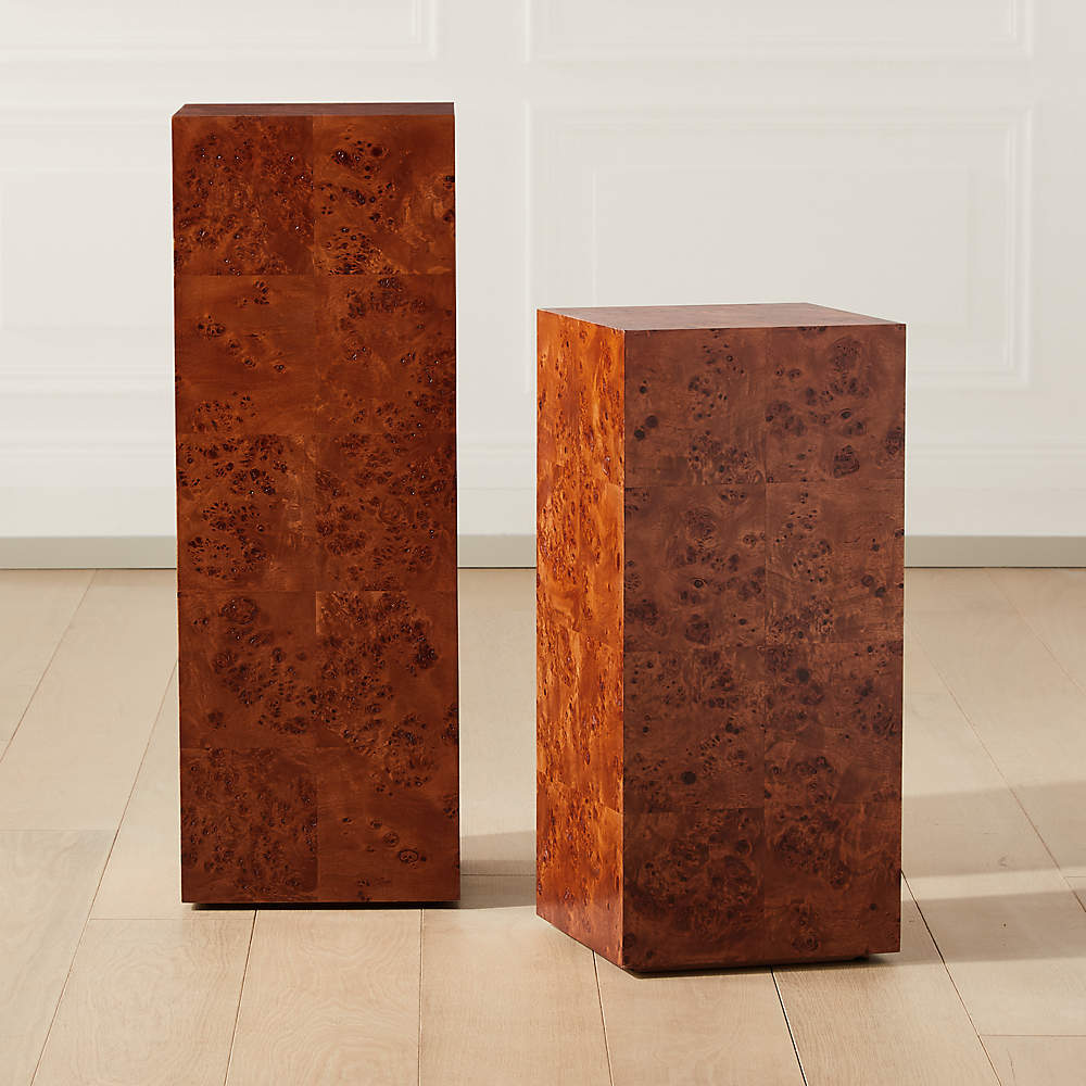 Pedestal Tables Burled Wood Pedestal Tables | CB2
