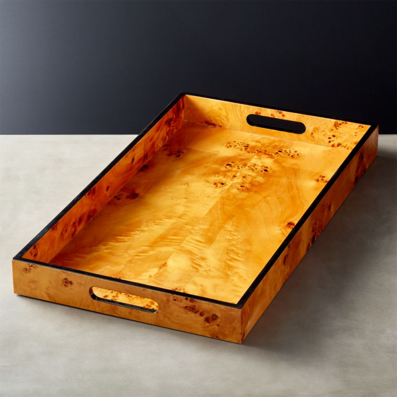 Modern Ottoman Tray Cb2 Burl Wood Rectangular Tray
