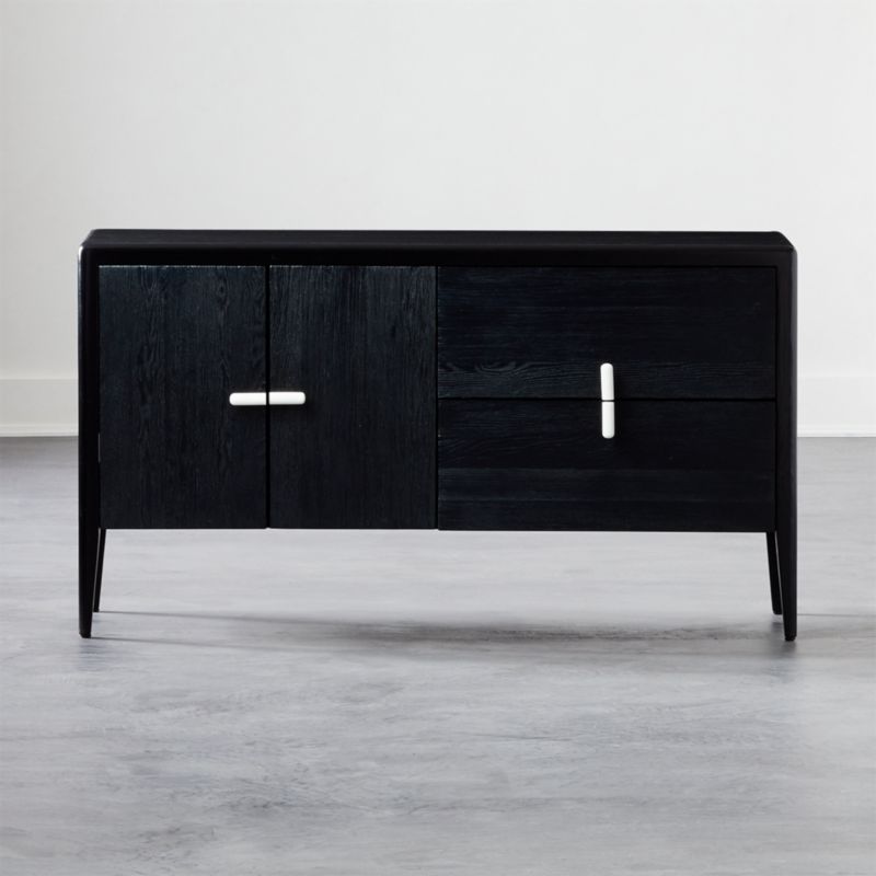 Modern Tv Stands Media Consoles Cb2 Burton Hemlock Wood Media Credenza