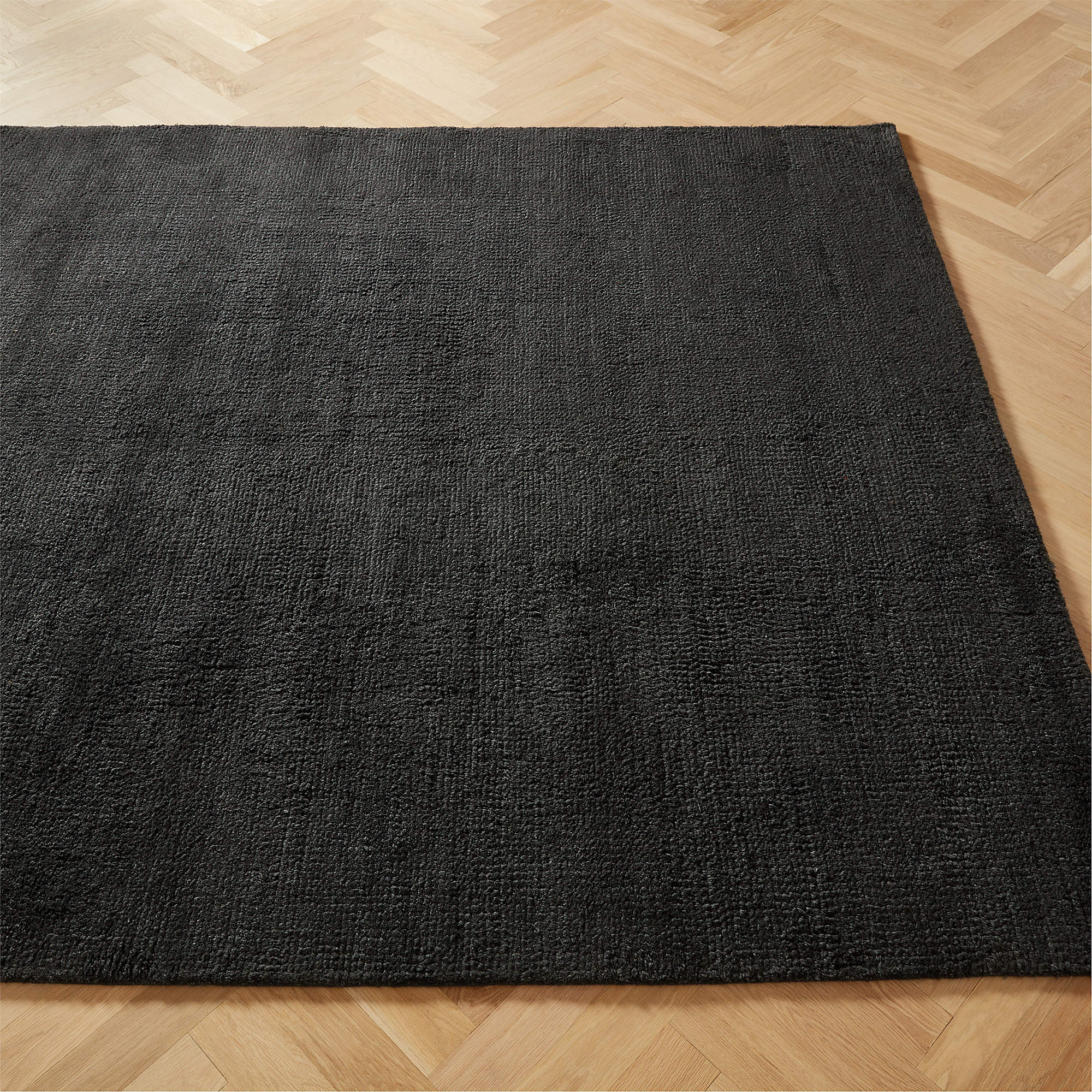 Byron Charcoal Merino Wool Handknotted Area Rug CB2