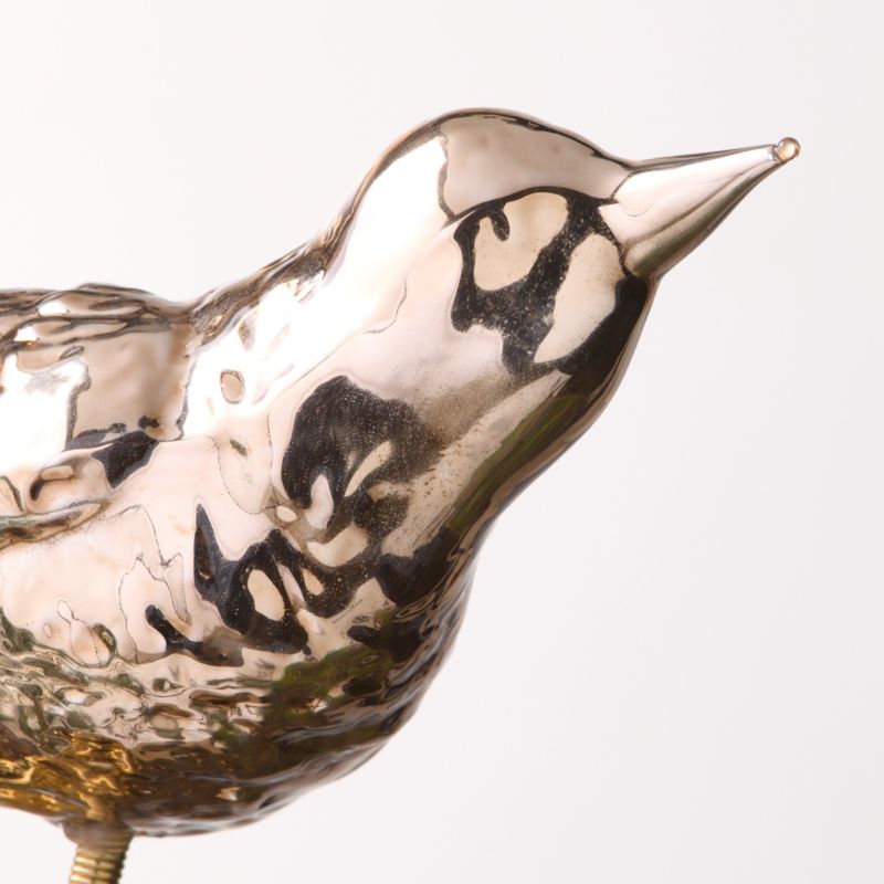 Brambling Bird Bronze Hand Painted Glass Christmas Tree Ornament Clip - image 2 of 4