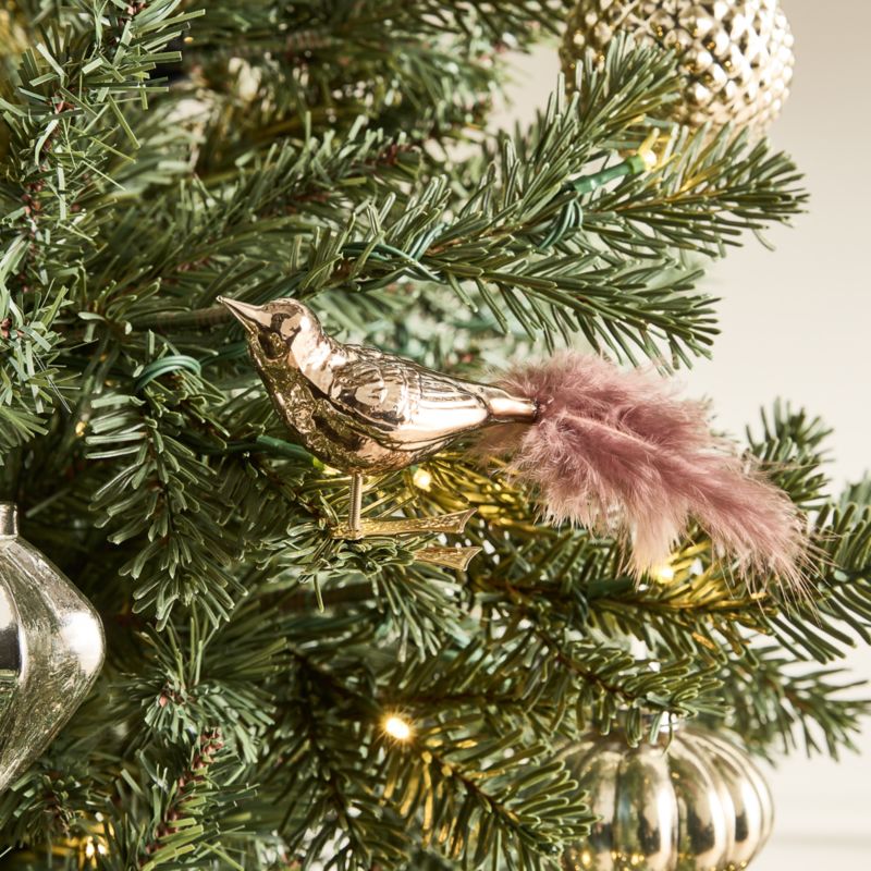 Brambling Bird Bronze Hand Painted Glass Christmas Tree Ornament Clip - image 1 of 4