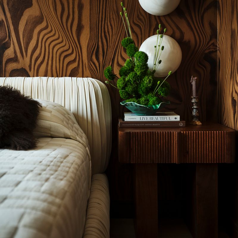 Cantar Ivory Velvet Upholstered King Bed - image 8 of 11