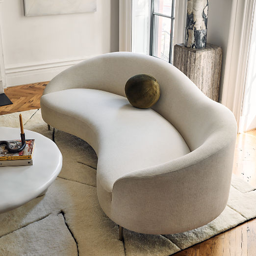 Curvo White Performance Fabric Sofa by goop (75"-96.5")
