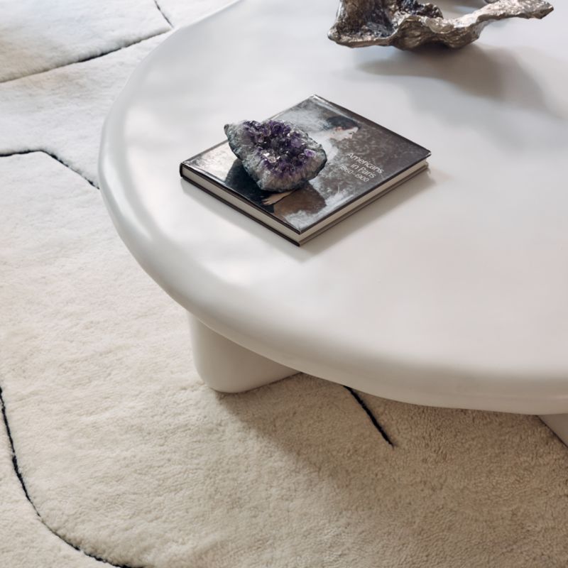 Bodene 50" Round Ivory Resin Coffee Table - image 7 of 15