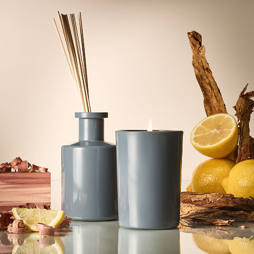 CB2 Cedarwood + Tobacco Scented Glass Candle 7oz
