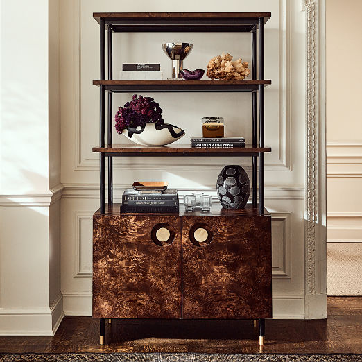 Carbon Brown Burl Wood Bookshelf