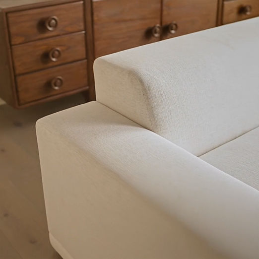 Faible 100" White Performance Deep Depth Fabric Sofa