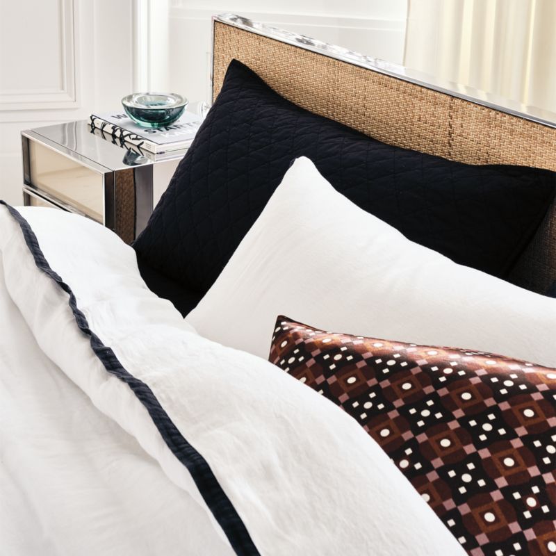 Border EUROPEAN FLAX™-Certified Linen White and Black Full/Queen Duvet Cover