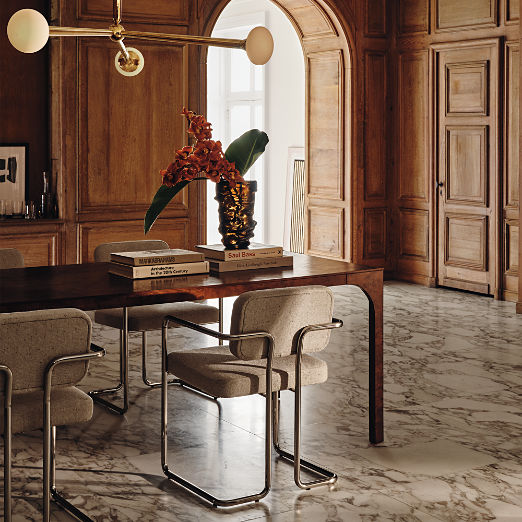 Aqua Virgo Rectangular Dark Burl Wood Dining Table (72" - 100")