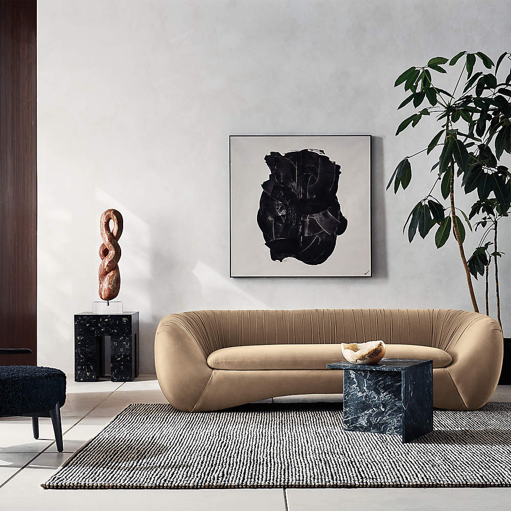 Cecil Cream Velvet Modern Sofa Reviews CB2 Canada