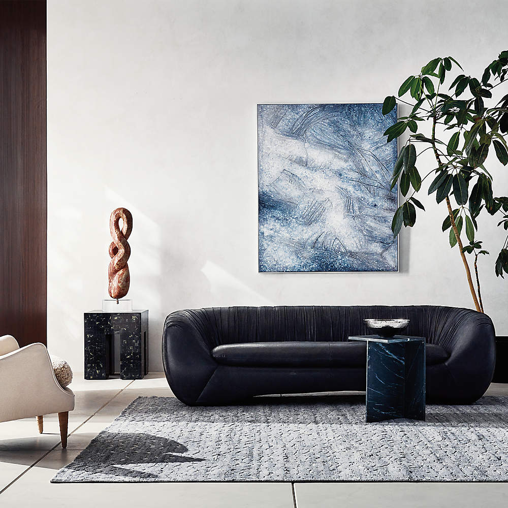 Cb2 black outlet leather couch