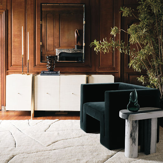 Dorset 81" White Lacquered Linen Credenza