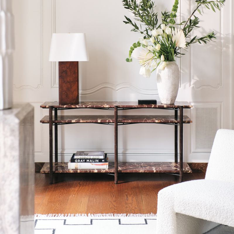 Ember Red Marble Console Table - image 3 of 9