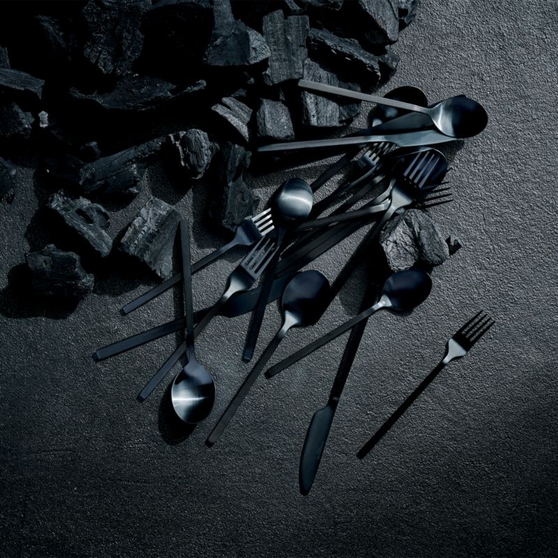 CB2 - March Catalog 2018 - 20-Piece Kat Matte Black Flatware Set