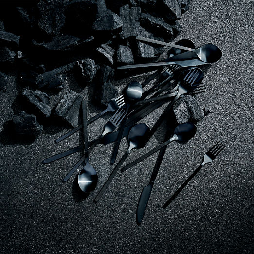 Parallel 20-Piece Brushed Black Flatware Set