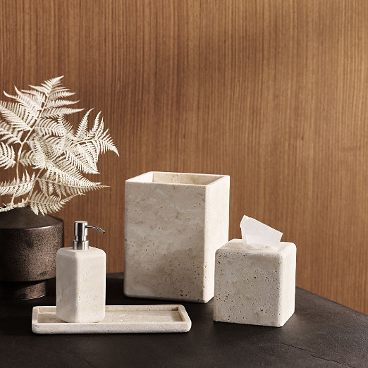 Pierce Travertine Bath Caddy