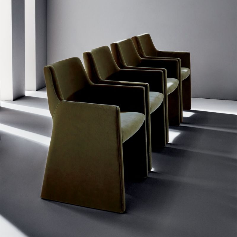 Foley Olive Green Velvet Dining Armchair - image 4 of 12