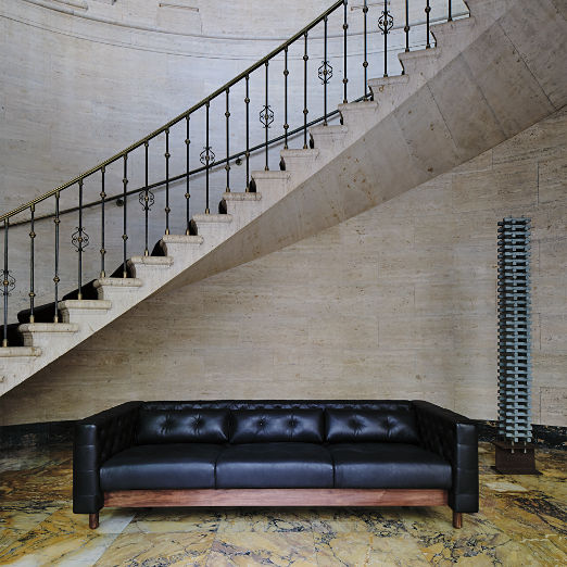 Marconi 81" Tufted Leather Sofa by Gianfranco Frattini